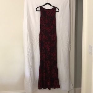 Alice and Olivia red & black mesh floral gown